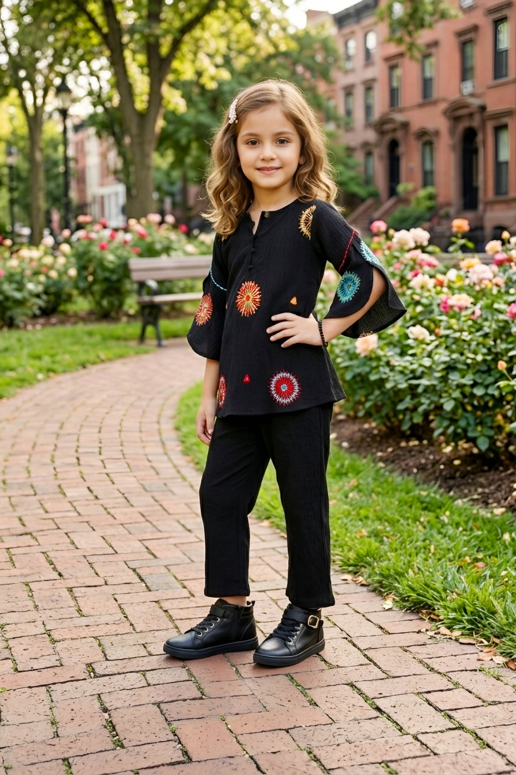Lei-Chie Black Embroidered Co-ord Set