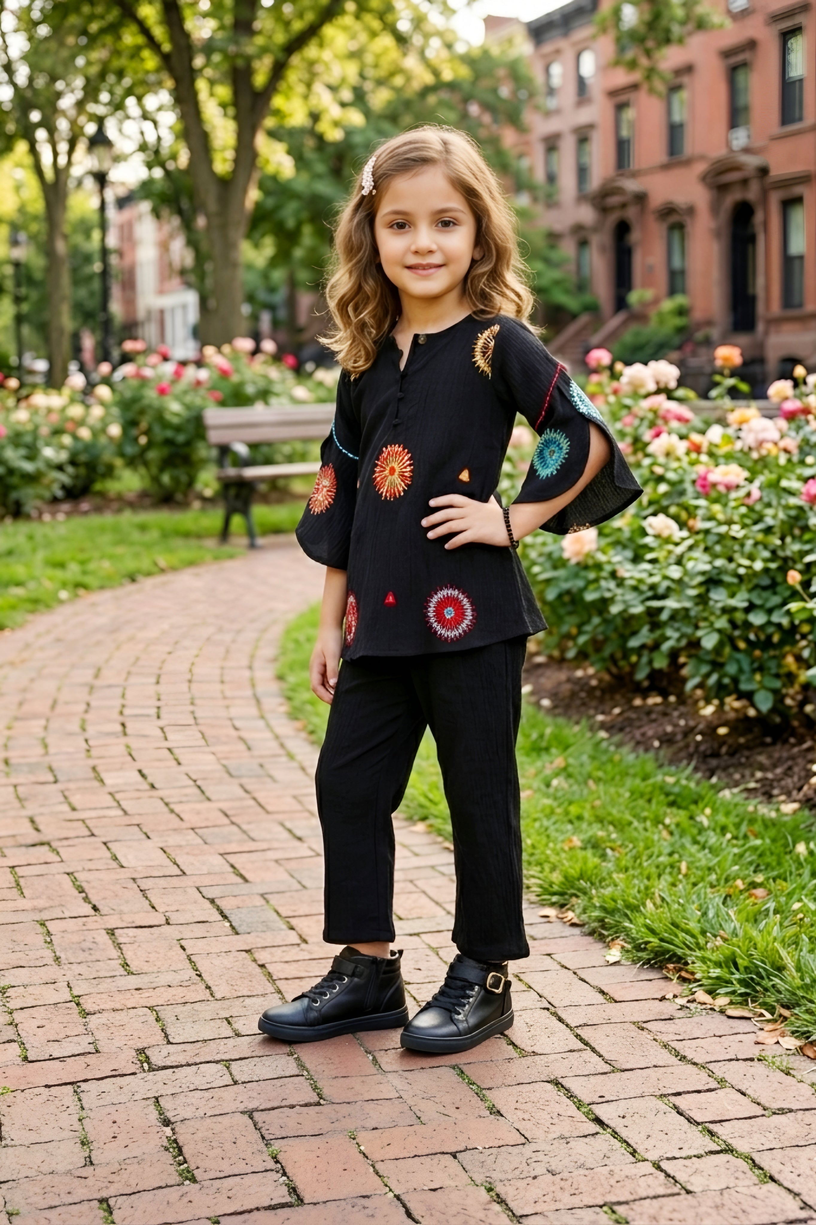 Lei-Chie Black Embroidered Co-ord Set