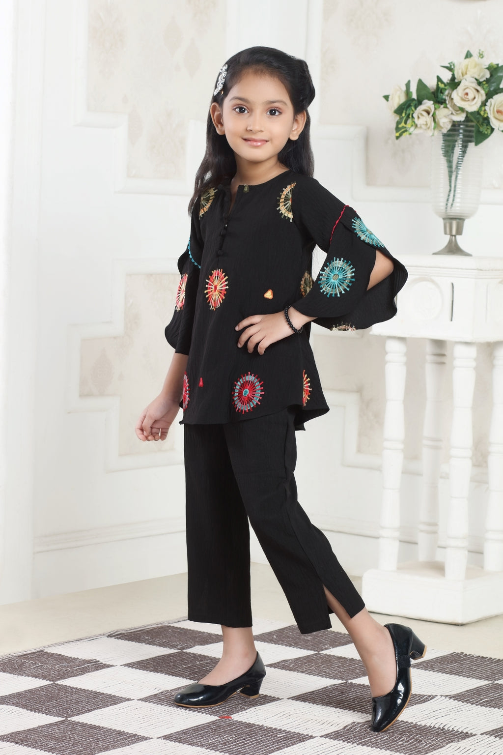 Lei-Chie Black Embroidered Co-ord Set