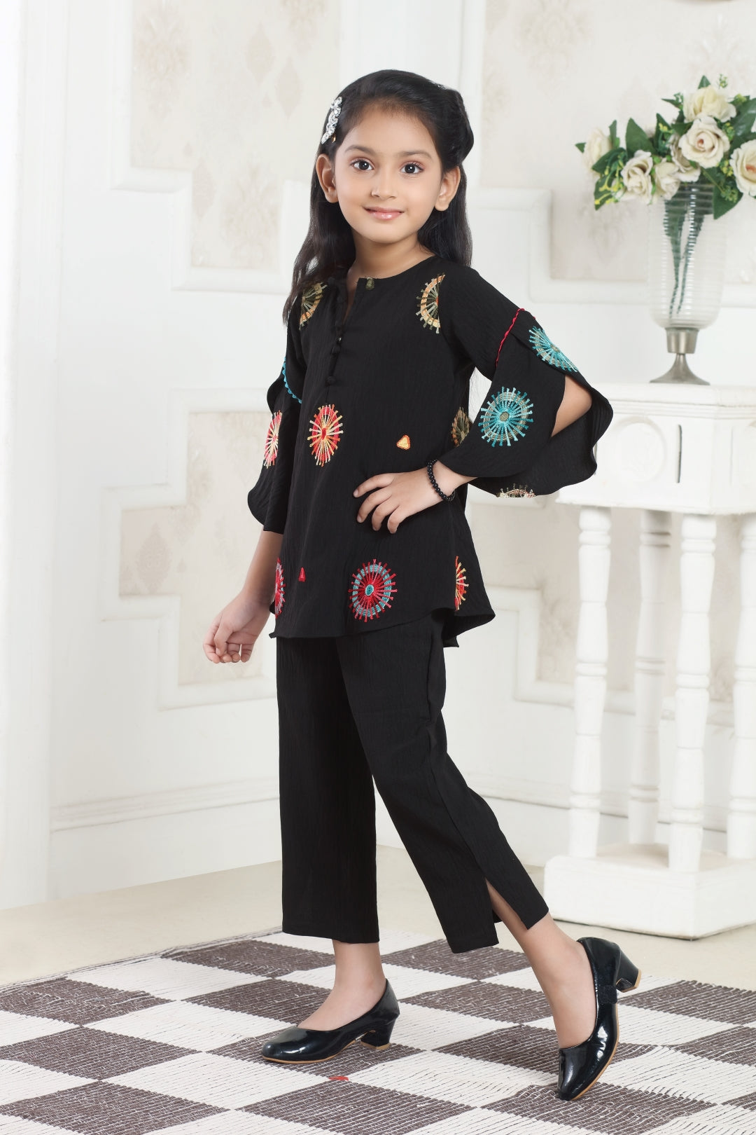 Lei-Chie Black Embroidered Co-ord Set