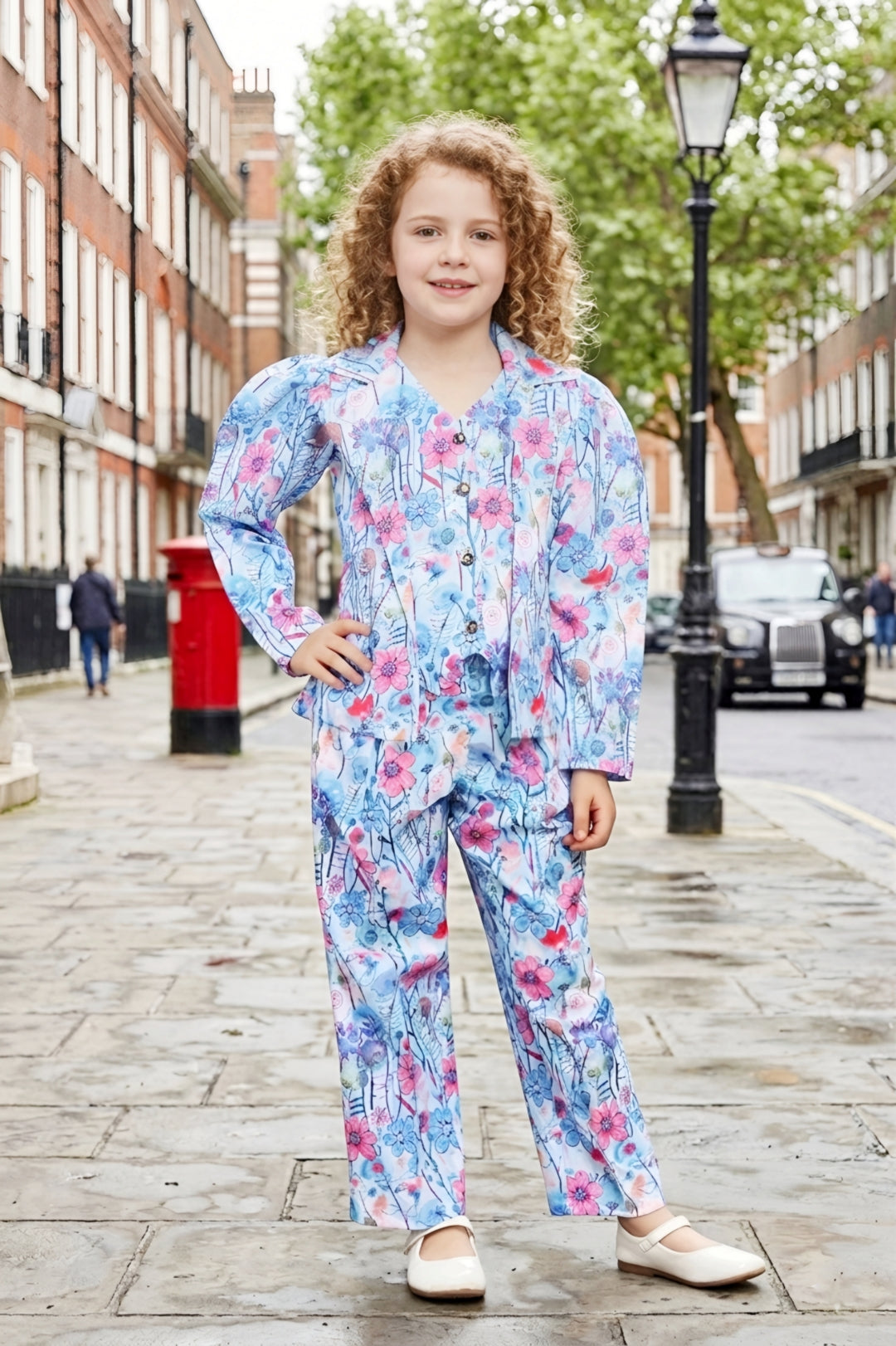 Lei-Chie Blue 3-Piece Floral Print Designer Clothing Set