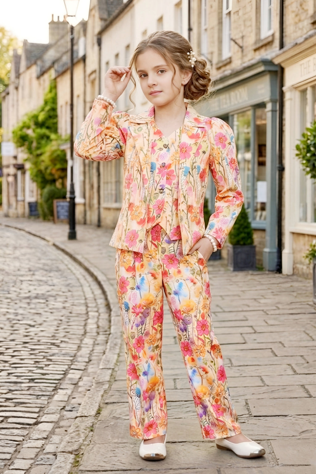 Lei-Chie Yellow 3-Piece Floral Print Designer Clothing Set