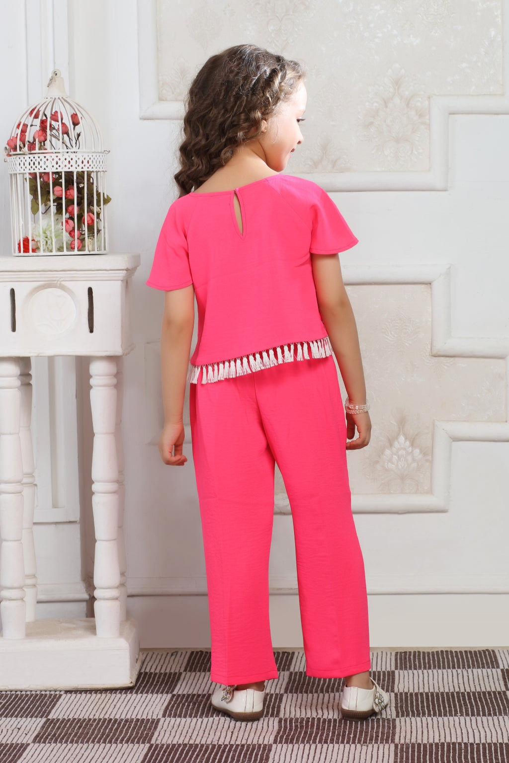 Lei-Chie Crochet-Print Set with Matching Fringe Purse - Pink