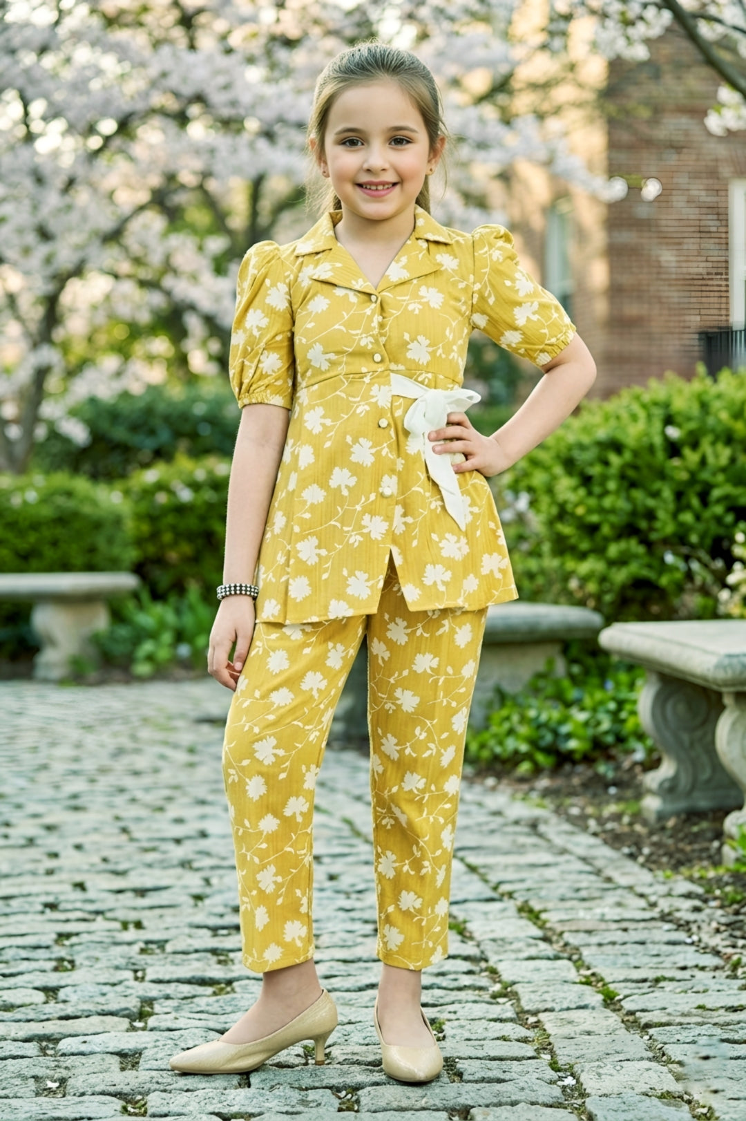 Girls 2-Piece Floral Printed Co-ord Set