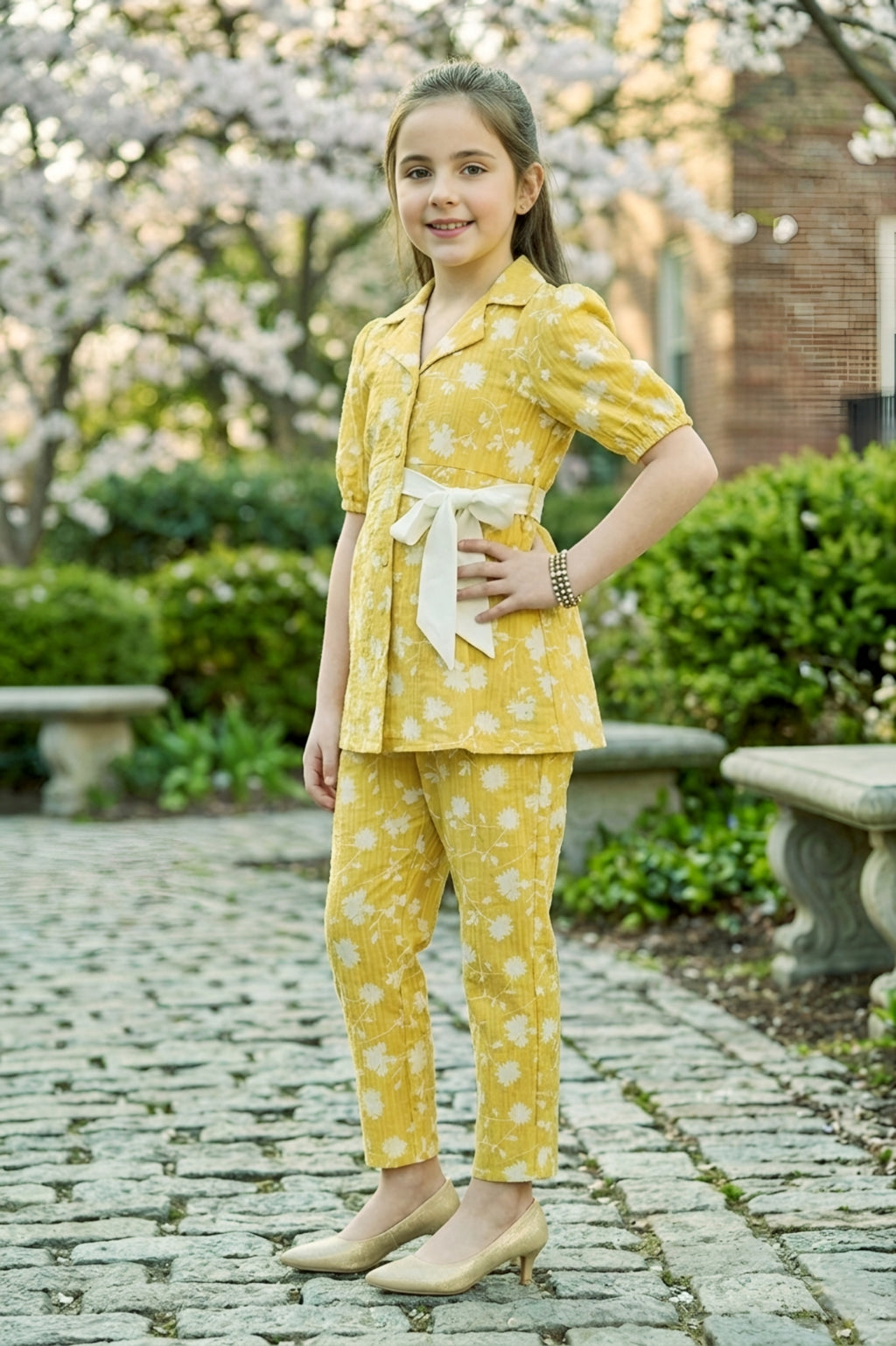 Girls 2-Piece Floral Printed Co-ord Set