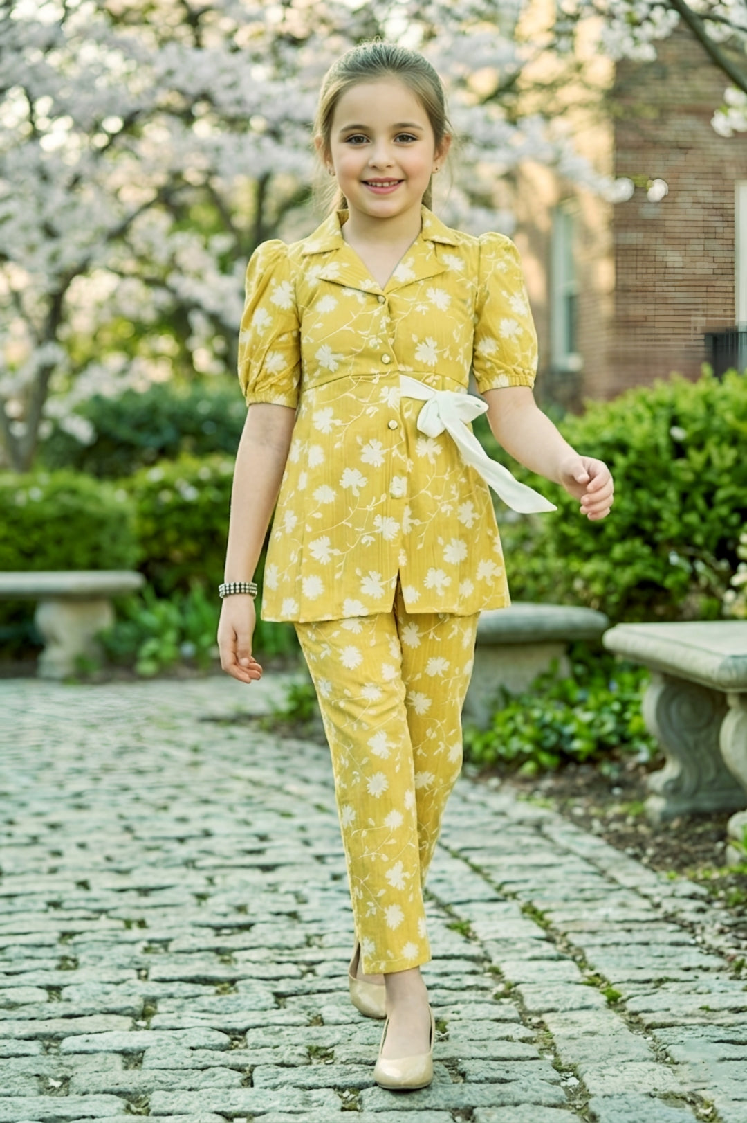 Girls 2-Piece Floral Printed Co-ord Set