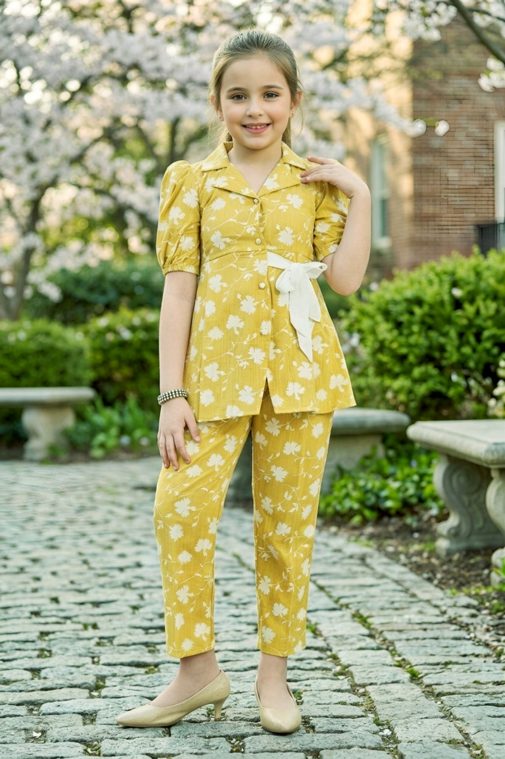 Girls 2-Piece Floral Printed Co-ord Set