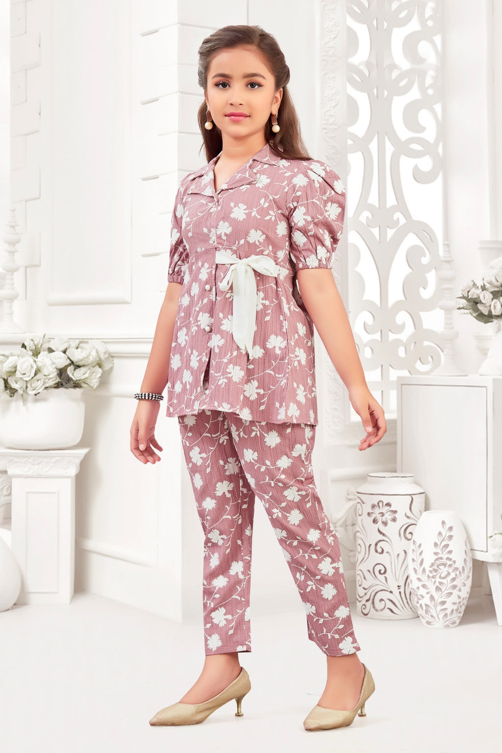 Girls 2-Piece Floral Printed Co-ord Set