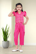 Girls Pink 2-Piece Embroidered Design Coordinate Set