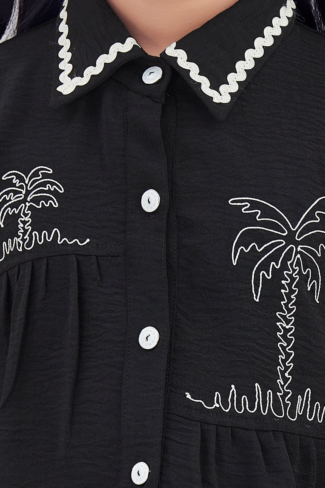 Black Chic Tropical Theme Girls Co-Ord Set