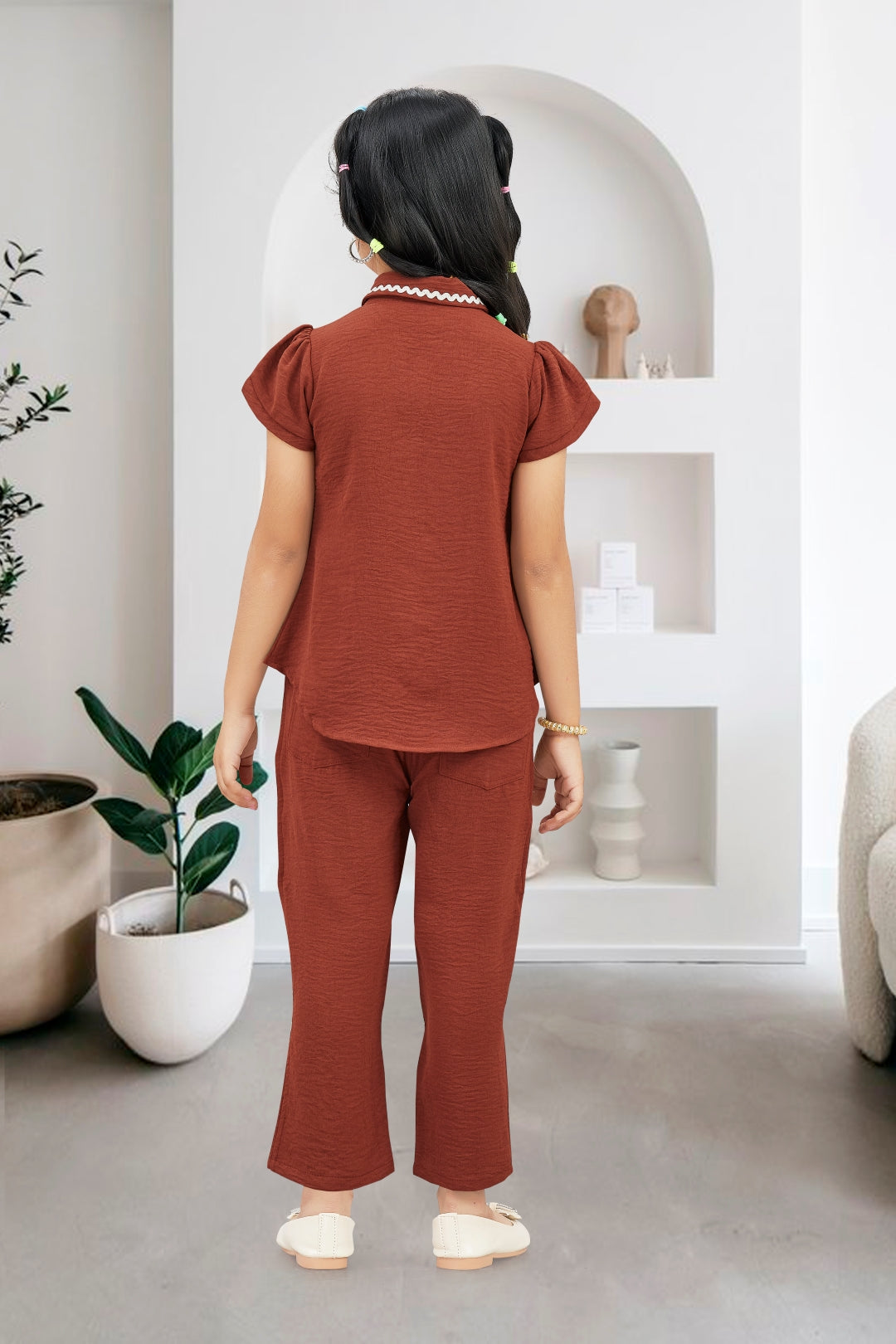 Brown Chic Tropical Theme Girls Co-Ord Set