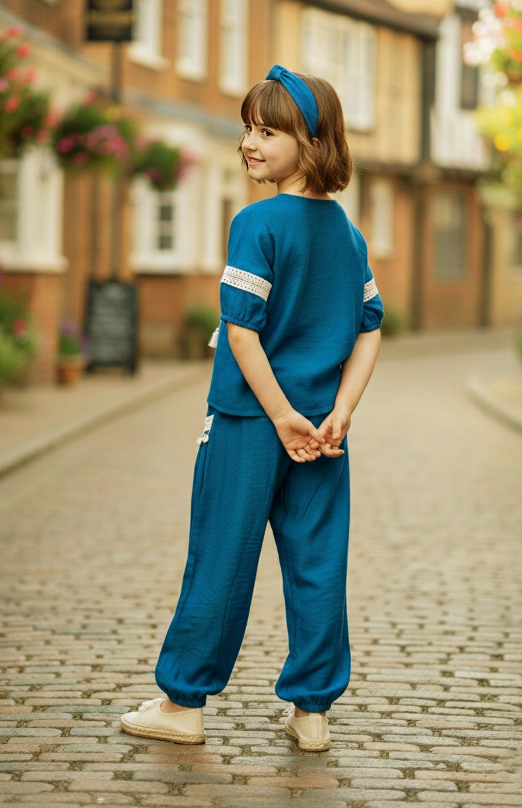 Chic Teal Blue Embroidered Co-ord Set