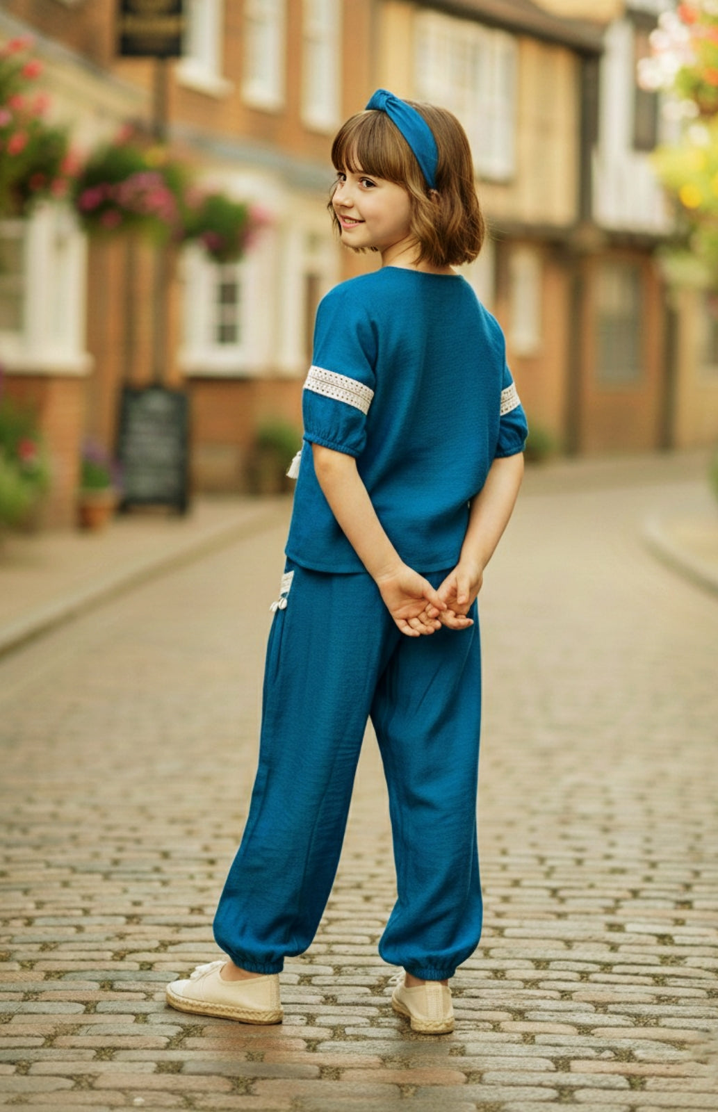Chic Teal Blue Embroidered Co-ord Set