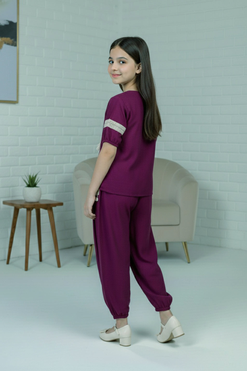 Chic Wine Embroidered Co-ord Set