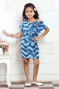 Girls Blue Shimmering Velvet Party Dress