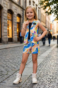 Girls Vibrant Orange 3-Piece Abstract Print Set
