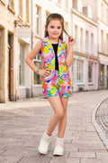 Girls Vibrant Pink 3-Piece Abstract Print Set