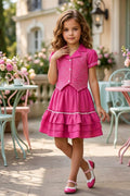 Girls Pink 2-Piece Skirt Set – Embroidered Top & Skirt (Ages 1-9)