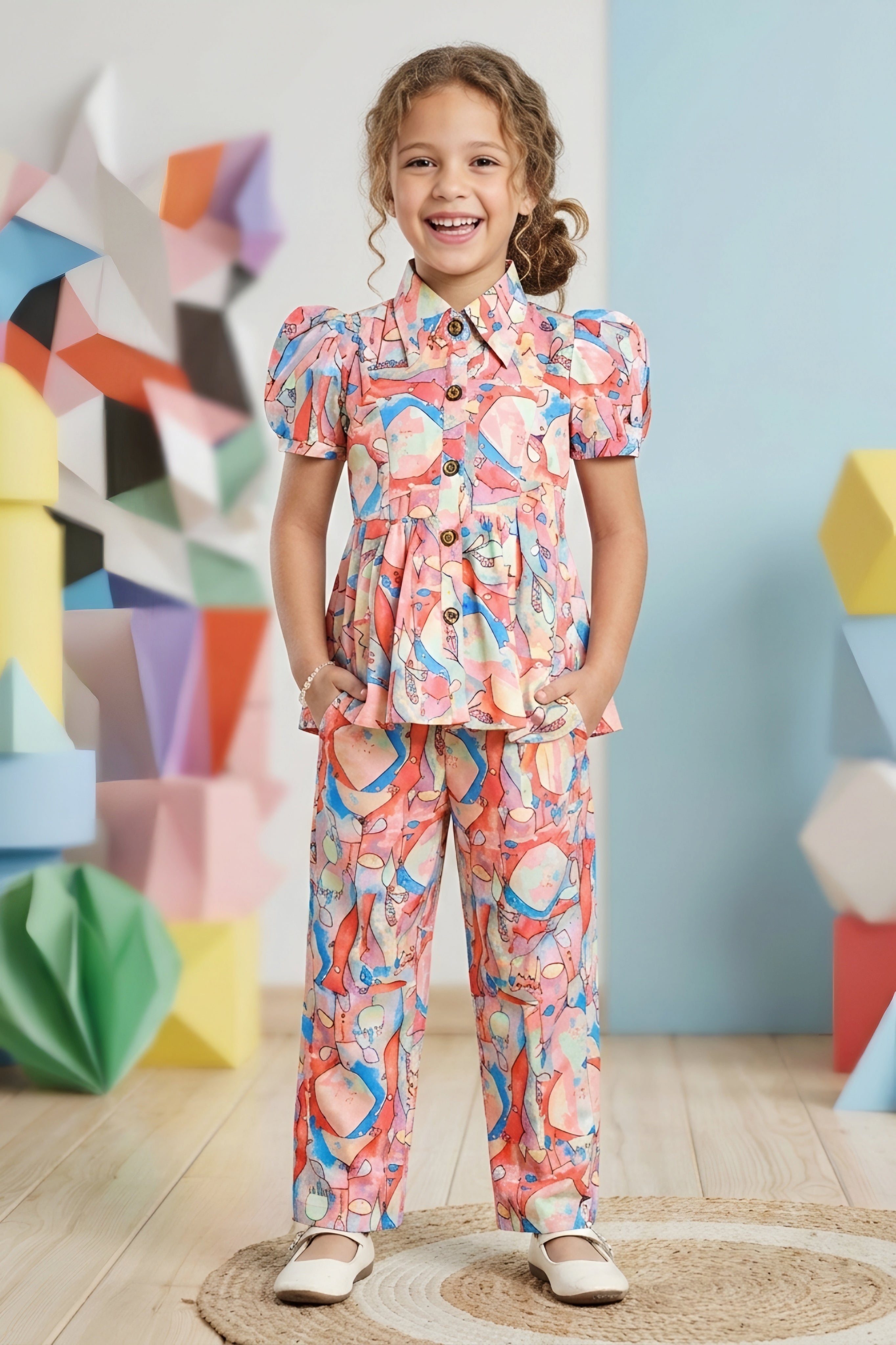 Lei-Chie Abstract Printed Party Wear Co-ord Set