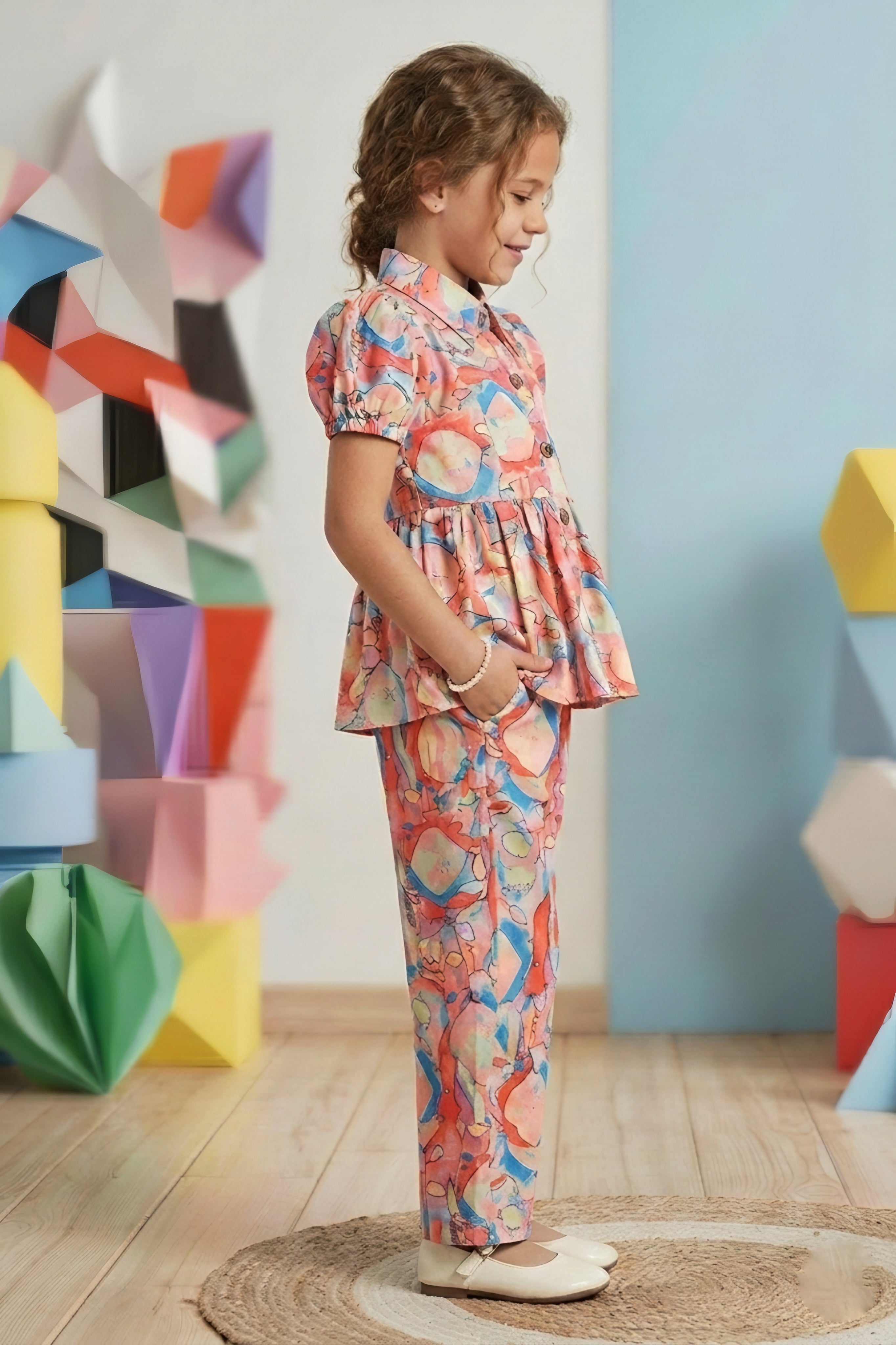 Lei-Chie Abstract Printed Party Wear Co-ord Set