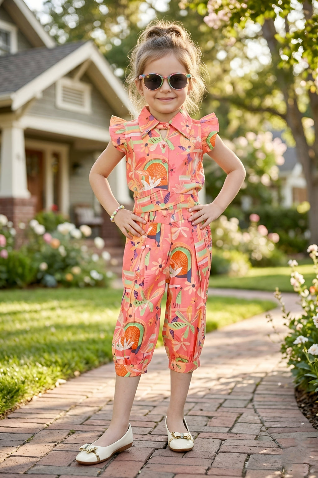 Peach Floral Print 2-Piece Coordinate Set