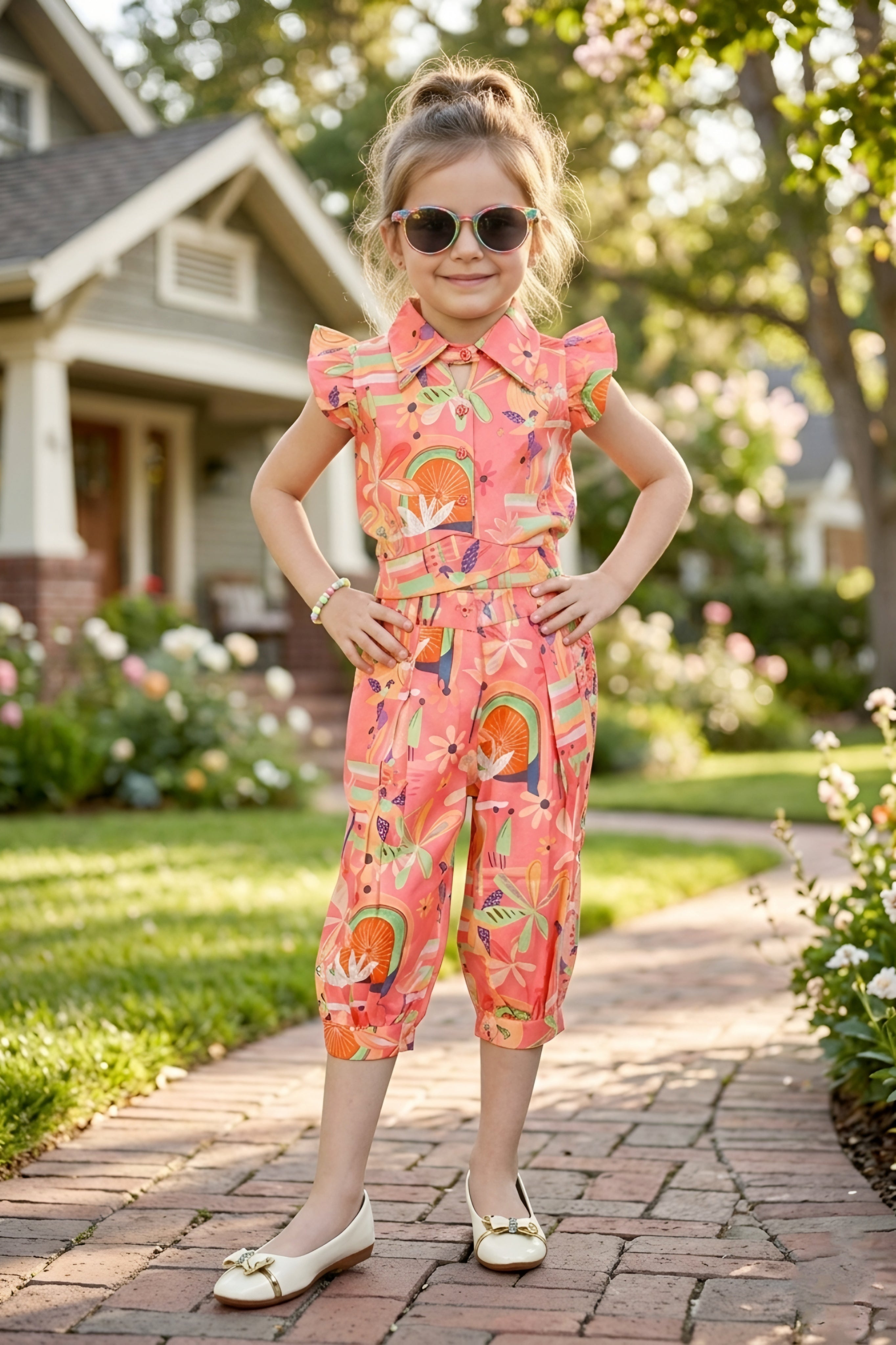 Peach Floral Print 2-Piece Coordinate Set