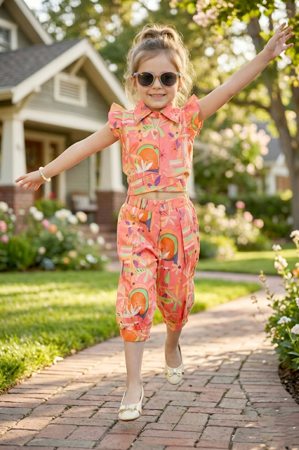 Peach Floral Print 2-Piece Coordinate Set