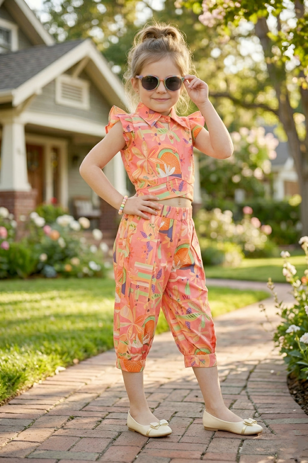 Peach Floral Print 2-Piece Coordinate Set