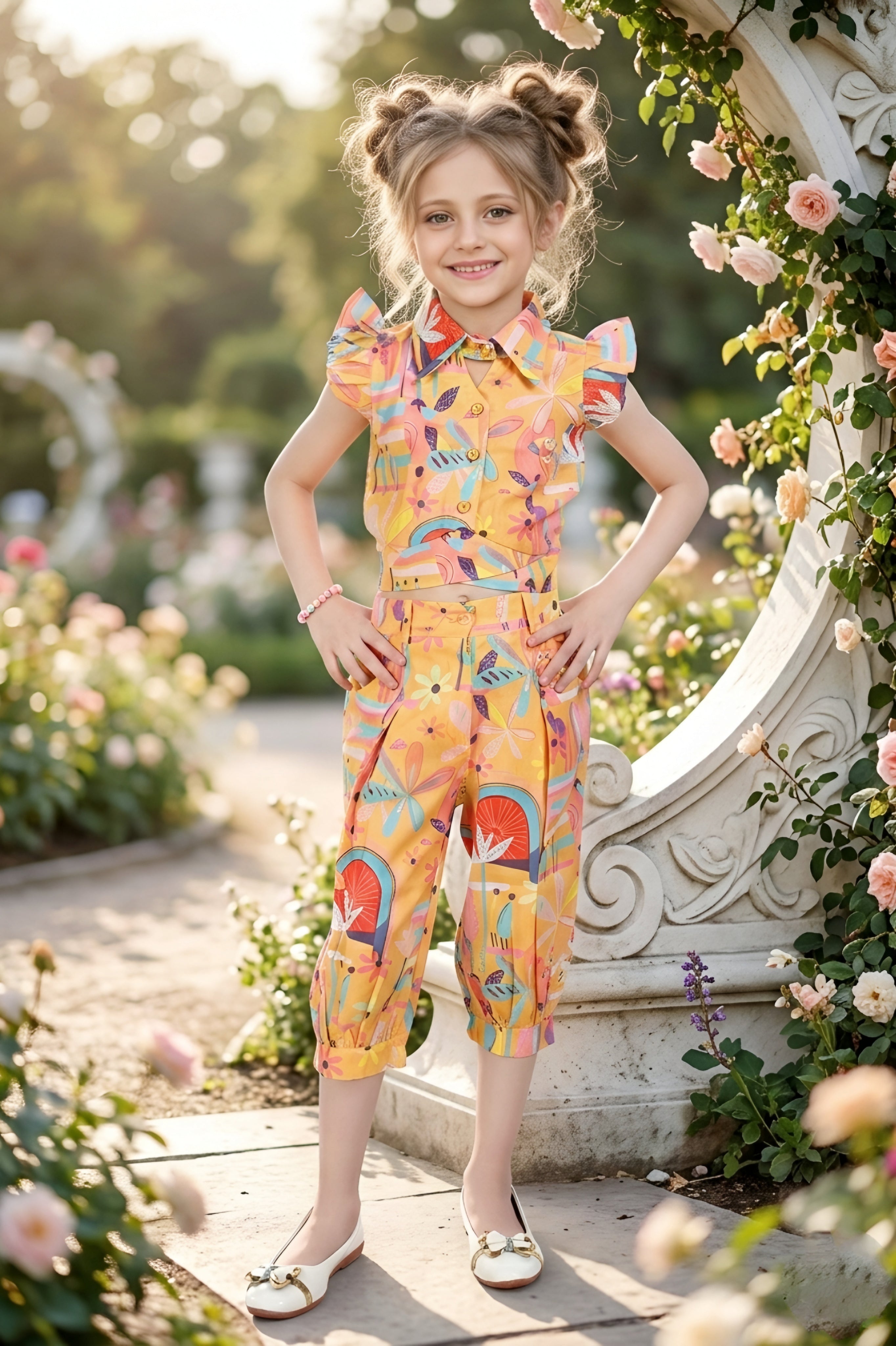 Yellow Floral Print 2-Piece Coordinate Set